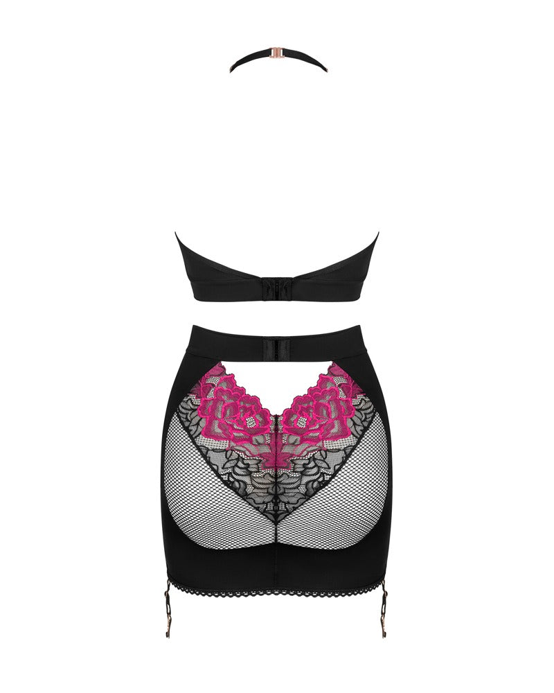 Obsessive Rosenty set Top en rok - Zwart