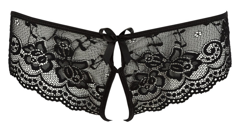 Cottelli LINGERIE Slip met kant en open kruis - Zwart