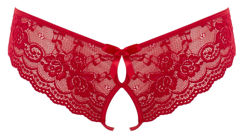 Cottelli LINGERIE Slip met bloemenkant en strikjes - Rood