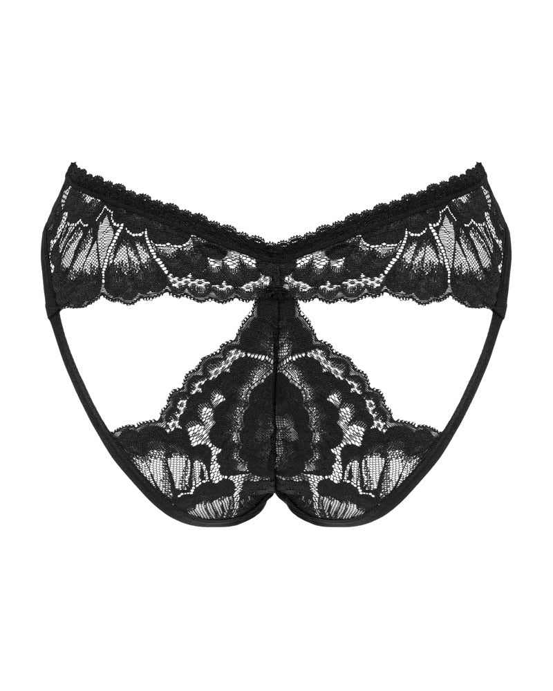 Obsessive slip Alessya van bloemenkant - Zwart