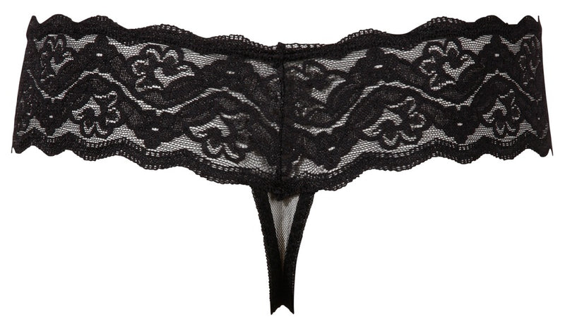 Cottelli LINGERIE String met parels en brede tailleband - Zwart