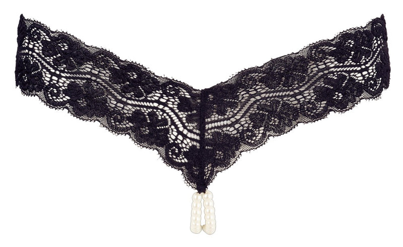 Cottelli LINGERIE String met stimulerende parels - Zwart