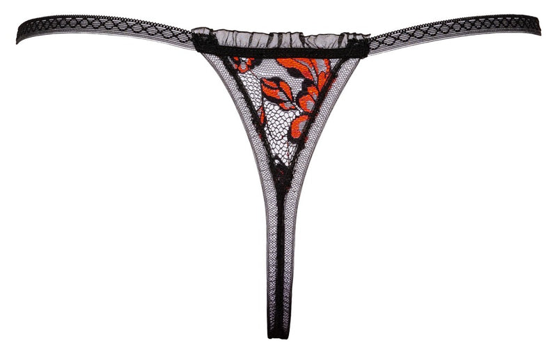 Cottelli LINGERIE String kruisloos met strass en parelketting - Zwart
