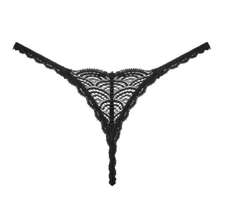 Obsessive string Chemeris van opvallend kant - Zwart