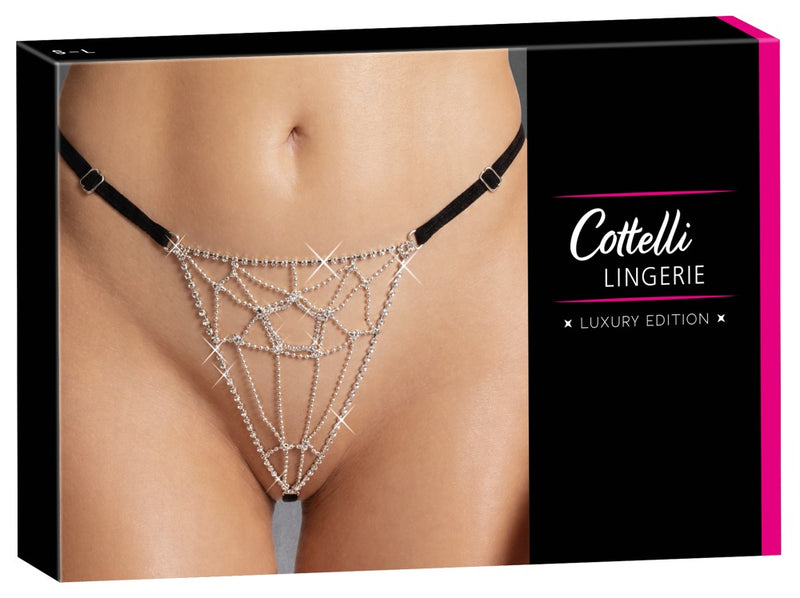 Cottelli LINGERIE string met strassdetails - Zwart