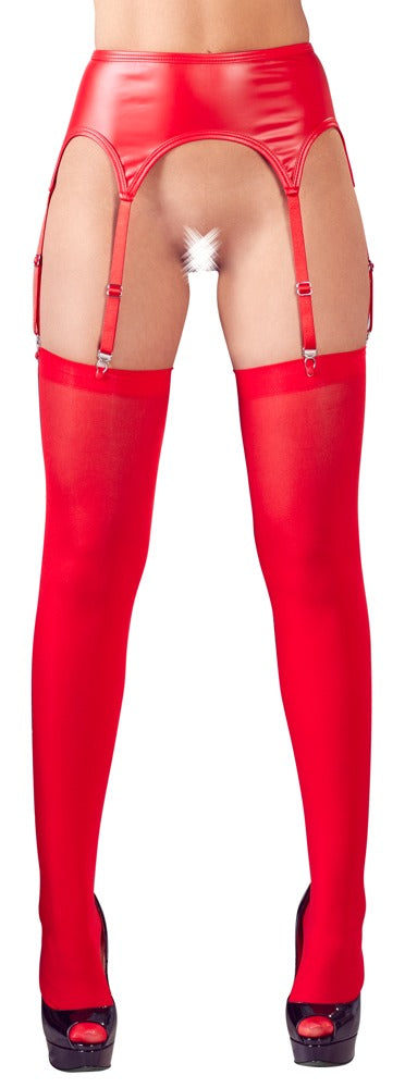 NO:XQSE Jarretelriem met 3 jarretels en bijpassende panty - Rood