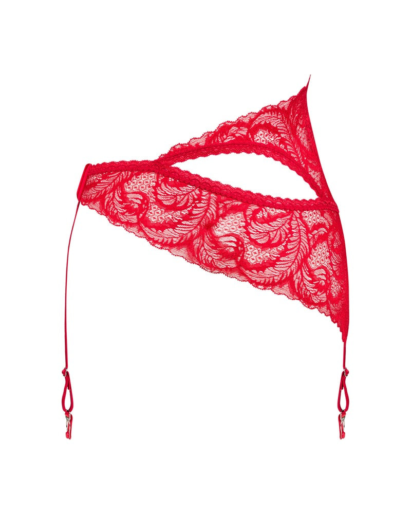 Obsessive Jarretelgordel asymmetrisch met kant - Rood