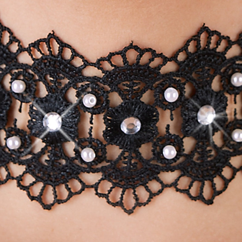 Cottelli ACCESSOIRES Choker met parels en stras - Zwart