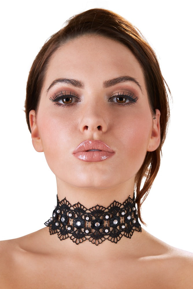 Cottelli ACCESSOIRES Choker met parels en stras - Zwart