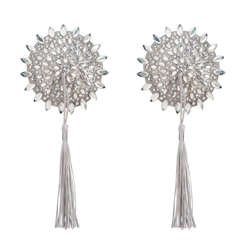 Tepelplakkers met glitter en kwastjes - Wit