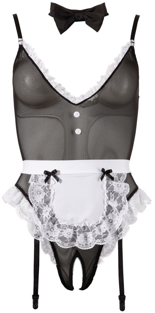 Cottelli COSTUMES Dienstmeisje body met kraag - Zwart