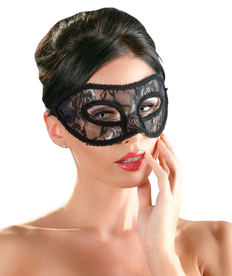 Cottelli ACCESSOIRES Oogmasker met kant en lint - Zwart
