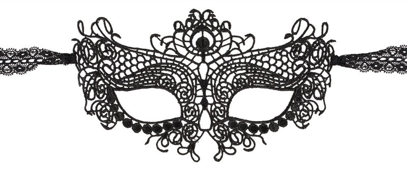 Cottelli ACCESSOIRES Masker met borduurwerk en kanten lint - Zwart