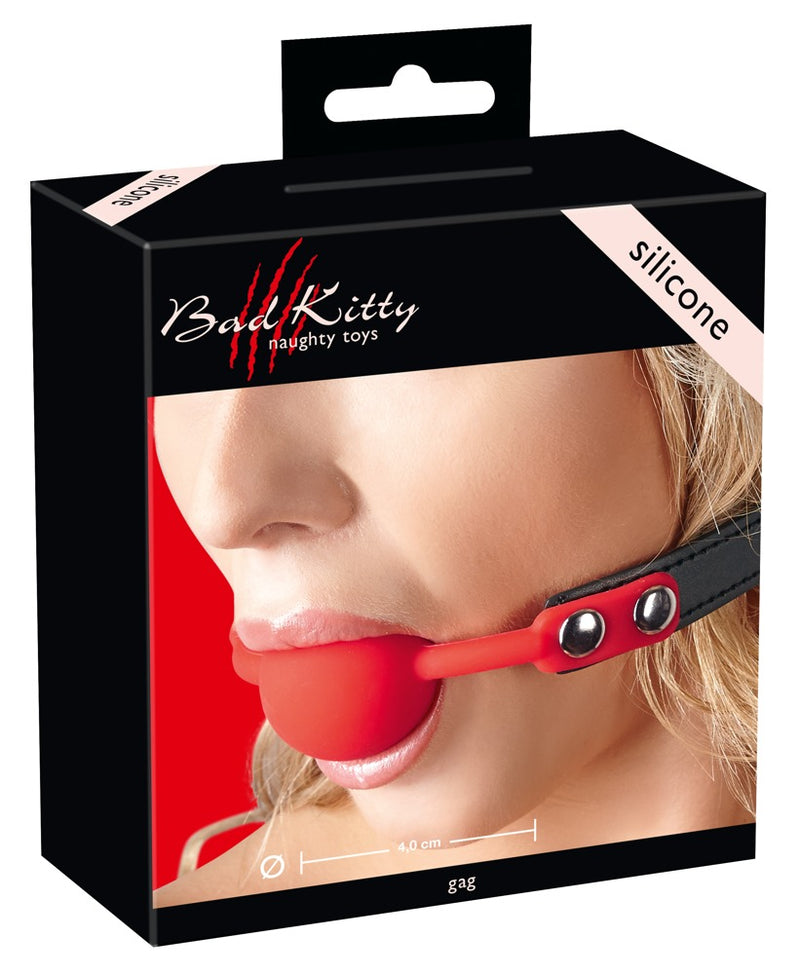 Bad Kitty Gag met verstelbare riem - Rood