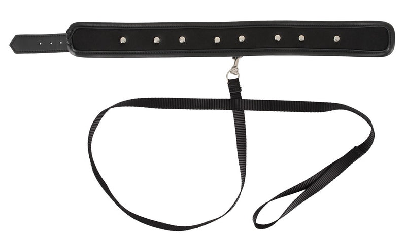 Vegan Fetish Halsband met spikes en riem - Zwart