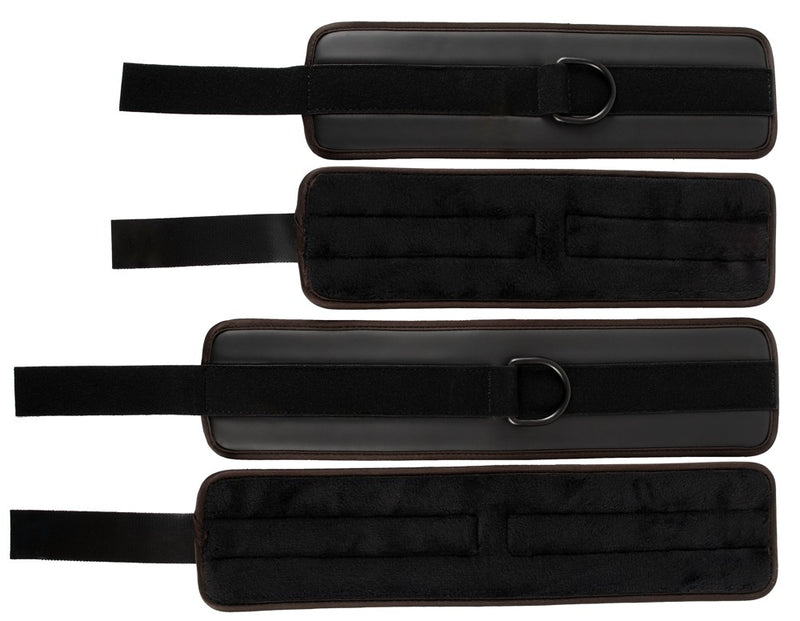 Vegan Fetish Bedbeugel set verstelbaar met hand- en enkelboeien - Zwart