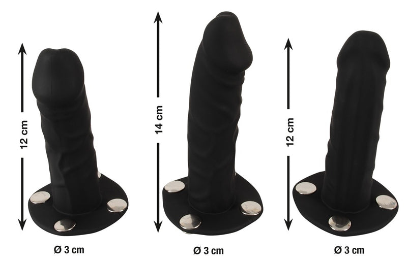 Bad Kitty strap-on harnas met 3 dildo's - Zwart