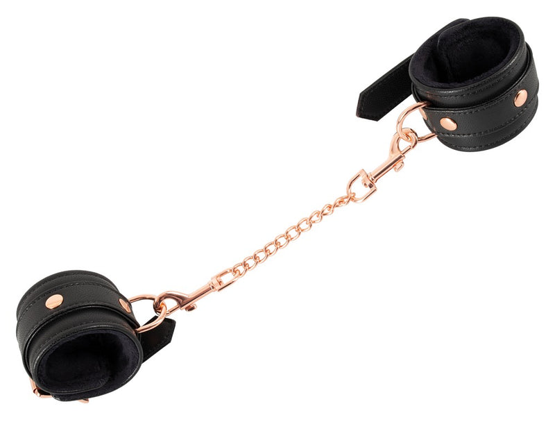 Bad Kitty Handboeien lederlook met pluche voering - Zwart