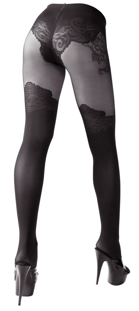 Cottelli LEGWEAR kruisloze panty over-de-knie - Zwart