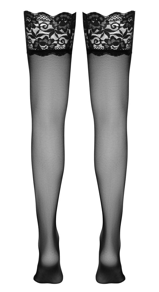 Cottelli LEGWEAR Hold-up kousen met 12 cm kant - Zwart