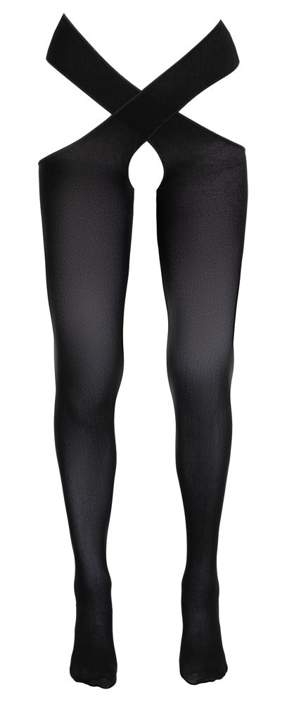 Cottelli LEGWEAR Stockings met heupband kruislings - Zwart