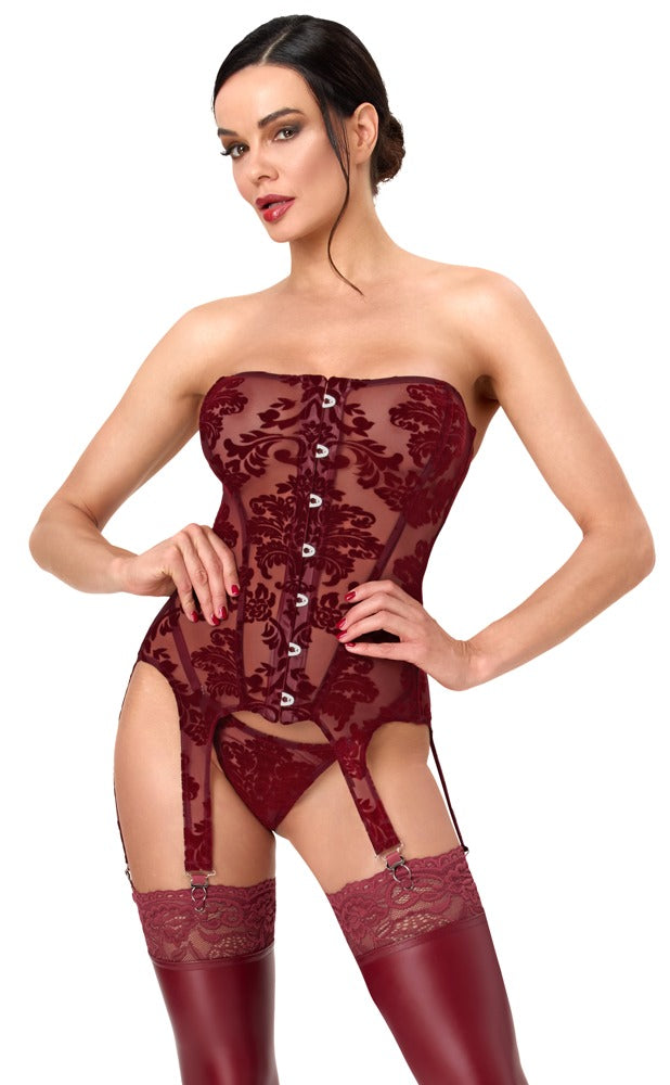 Noir strapless jarretelkorset haaksluiting - Rood