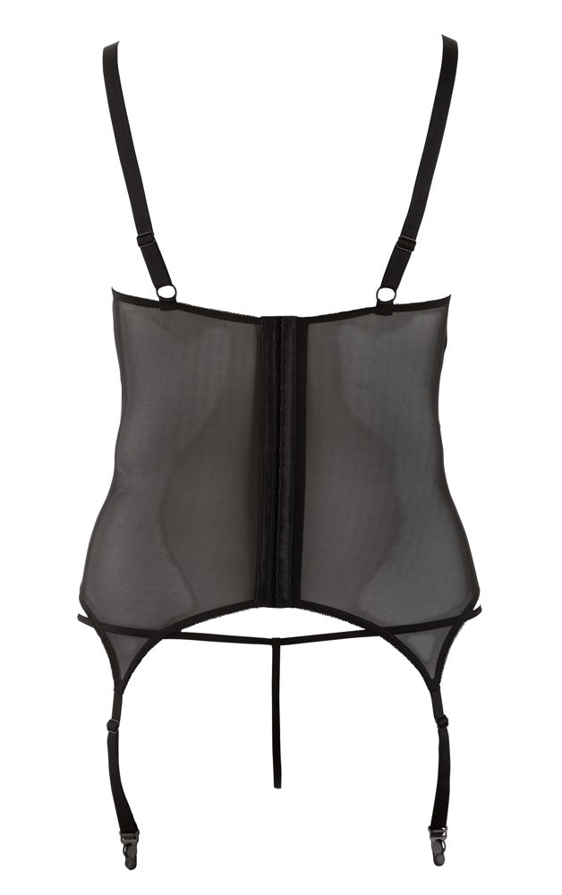 Cottelli CURVES Cami jarretel set met split cups en verstelbare jarretels - Zwart