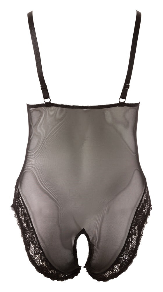 Cottelli CURVES Body kruisloos met kant en jarretels - Zwart