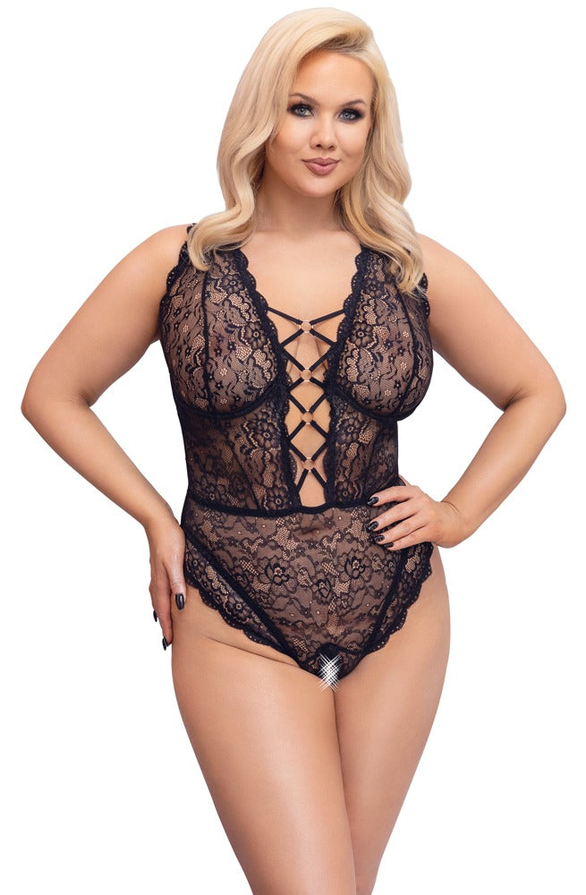 Cottelli CURVES kant body met beugelcups - Zwart