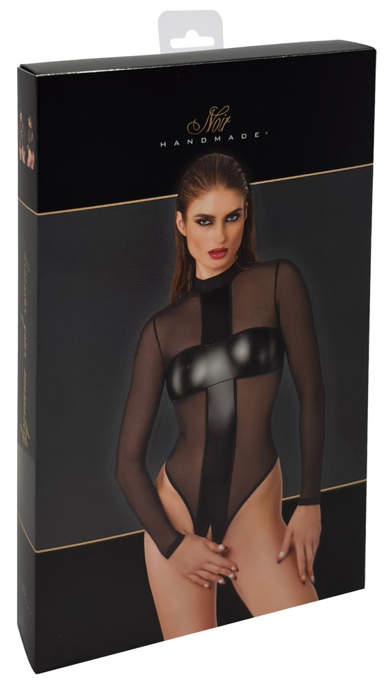 Noir Body kruisloos met powerwetlook-inzetstukken - Zwart