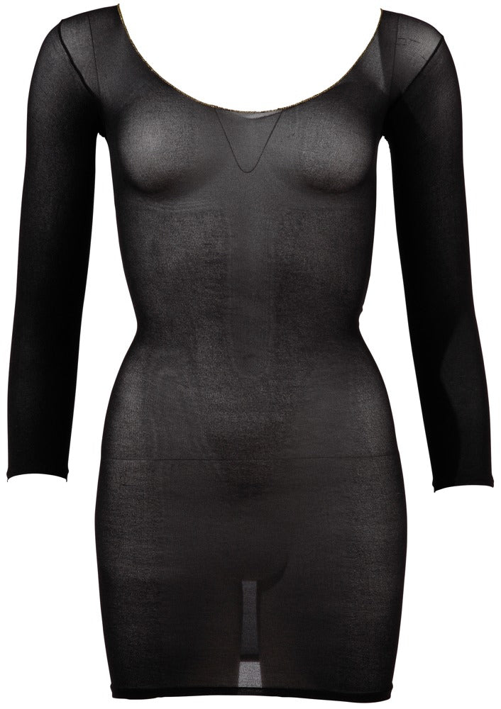 NO:XQSE Lingeriejurk transparant met gouden naad - Zwart
