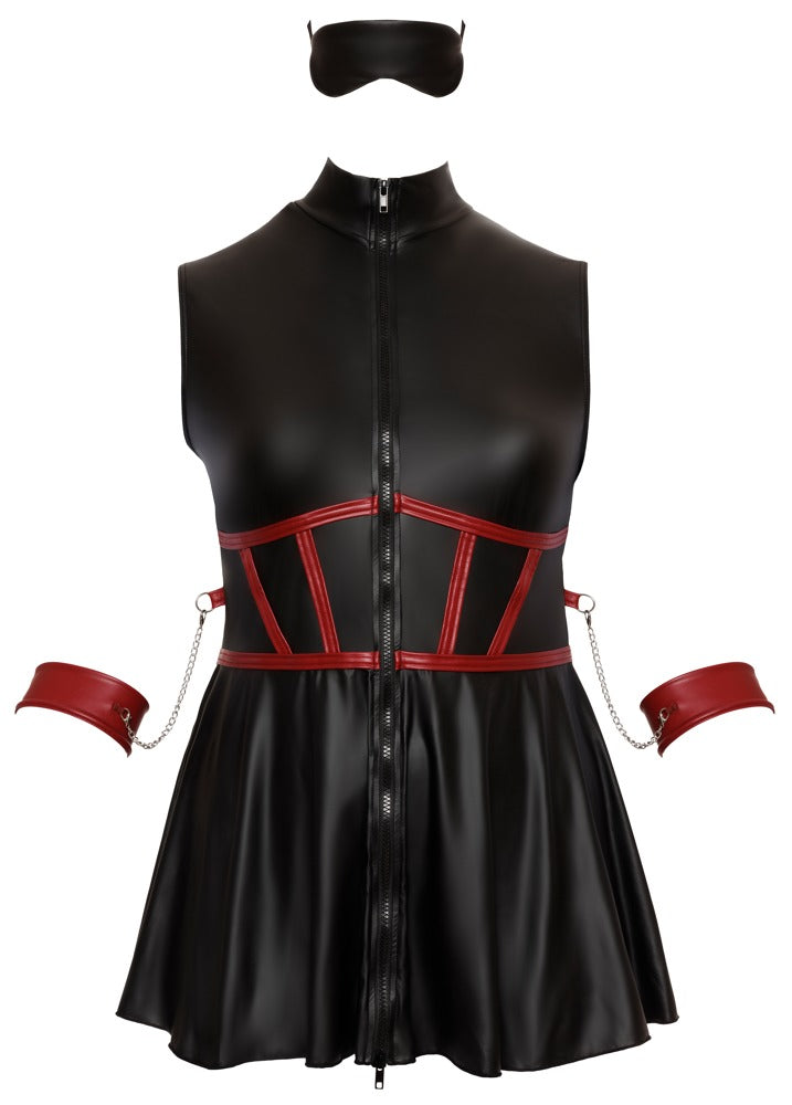 Cottelli BONDAGE mouwloze jurk met masker - Zwart