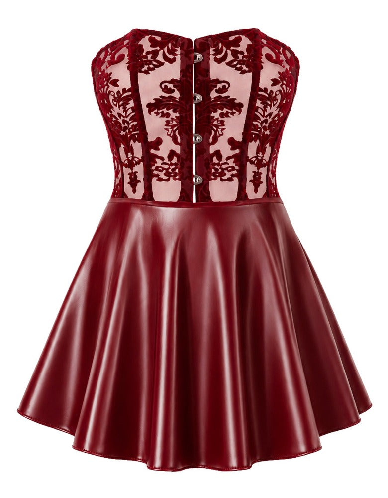 Noir strapless korsetjurk - Rood