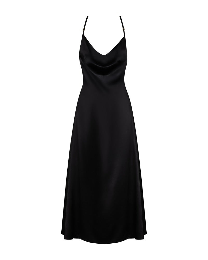 Obsessive Jurk met open rug en split - Zwart