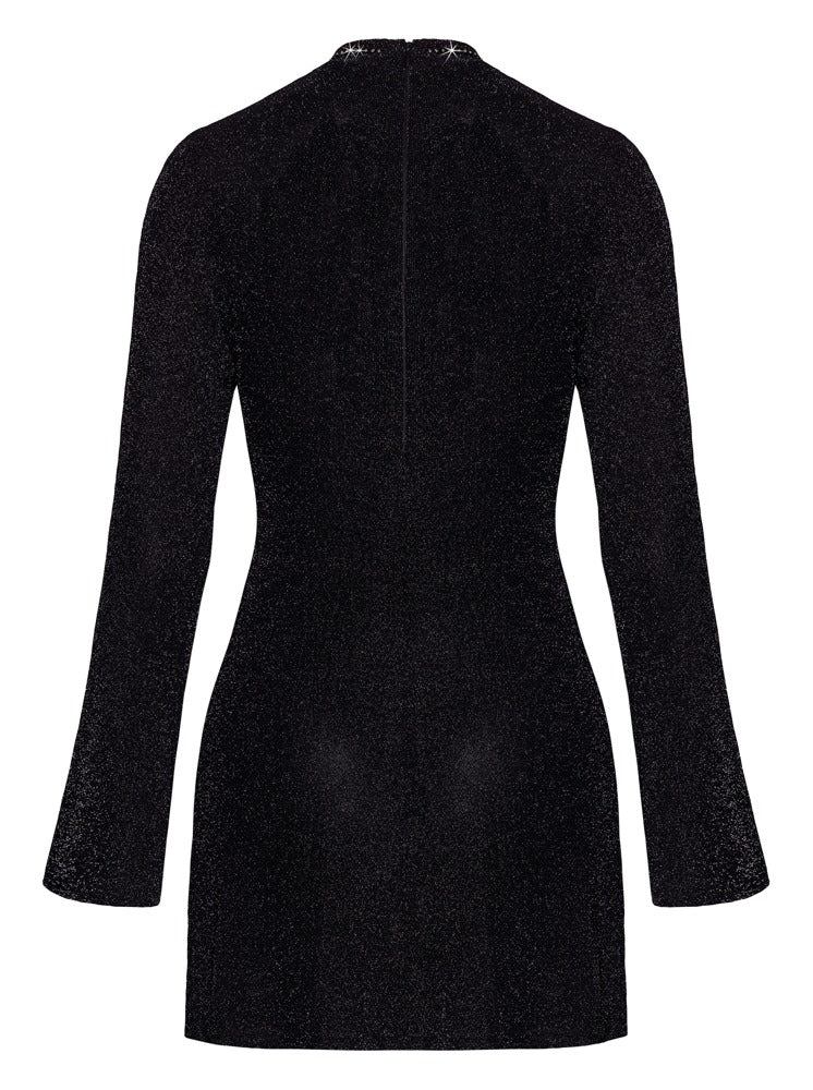 Noir Mini-jurk glinsterend transparant - Zwart