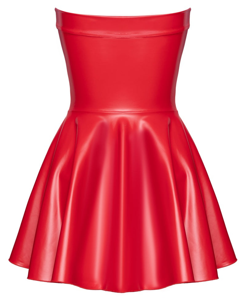 Noir Strapless mini jurk powerwetlook - Rood