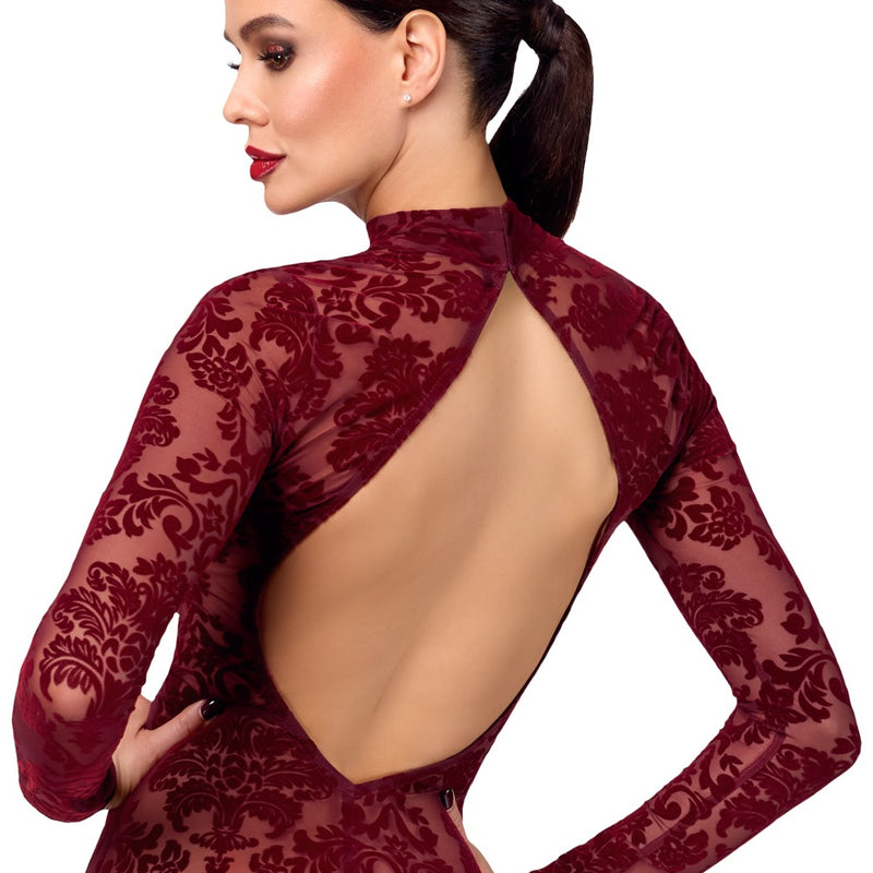Noir Jurk transparant met fluweel - Rood