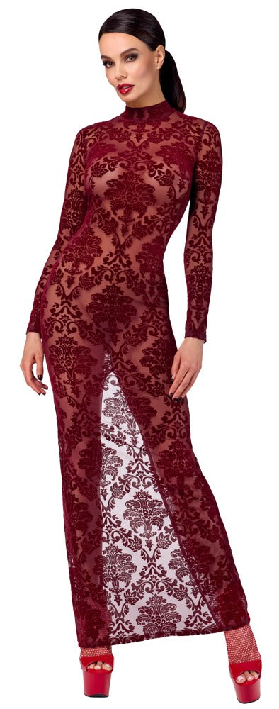 Noir Jurk transparant met fluweel - Rood