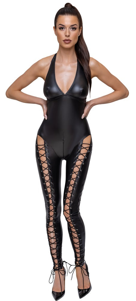 Cottelli PARTY jumpsuit met vetersluiting - Zwart