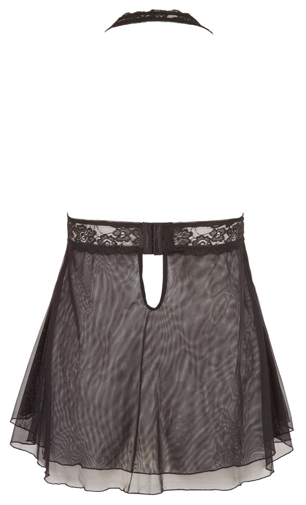 Cottelli CURVES Babydoll halterneck met split cups - Zwart