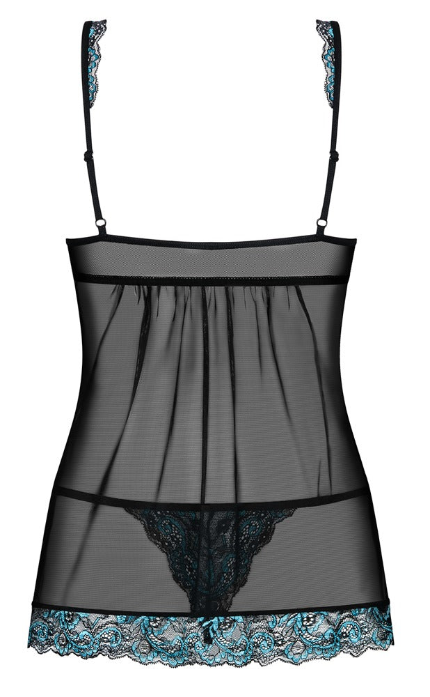 Obsessive Babydoll transparant met kant - Zwart