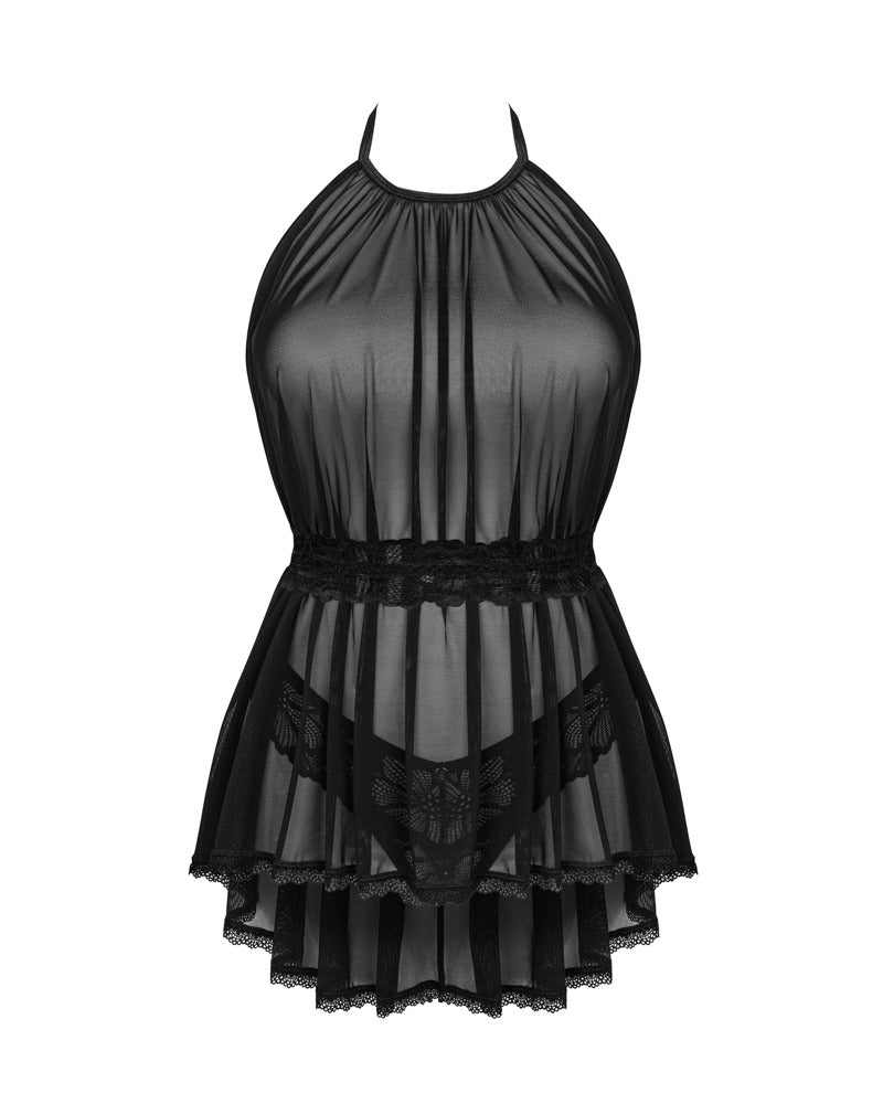 Obsessive Serafia babydoll met string - Zwart