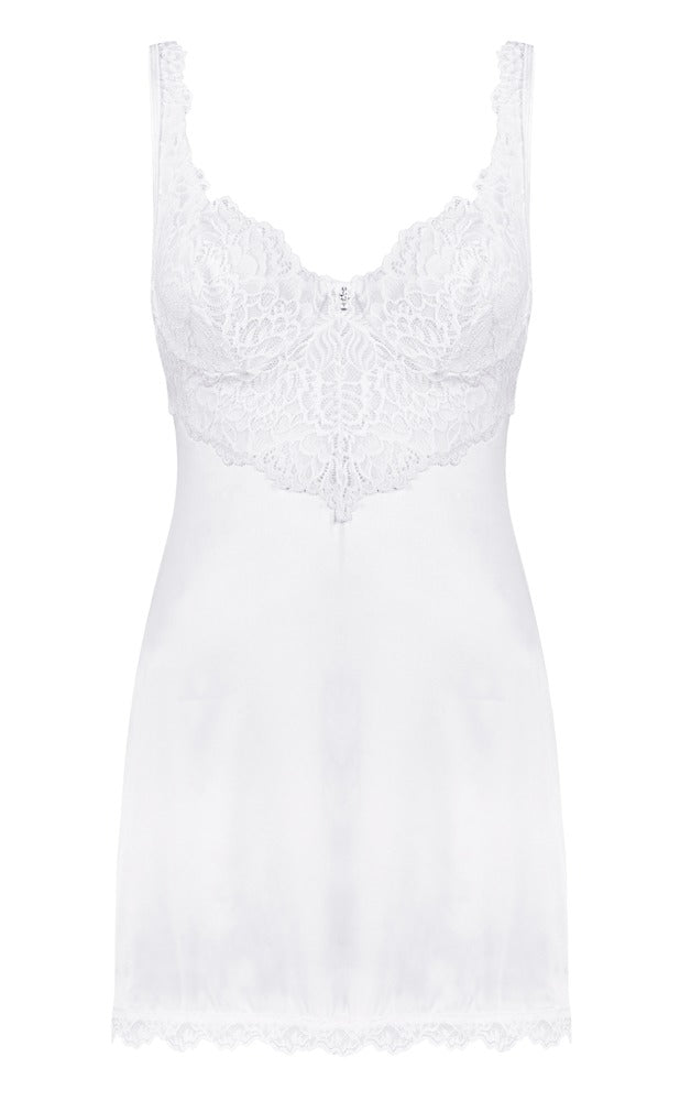 Obsessive Lingeriejurk met beugelbeha en kant - Wit