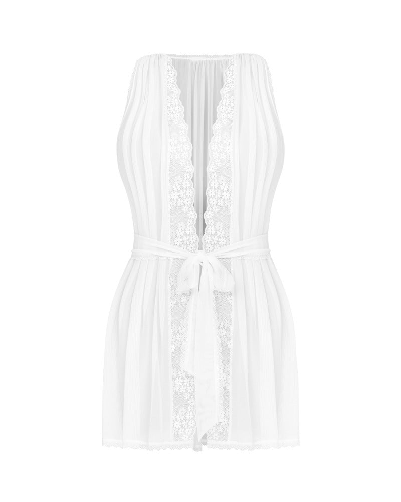 Obsessive Peignoir doorschijnend met kant - Wit