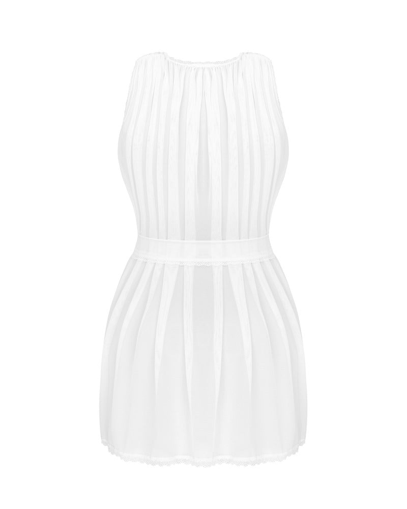 Obsessive Peignoir doorschijnend met kant - Wit