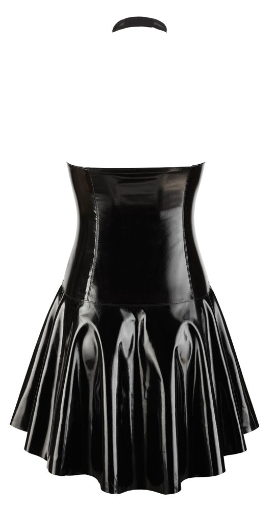 Black Level Vinyl jurk met powernet cups - Zwart