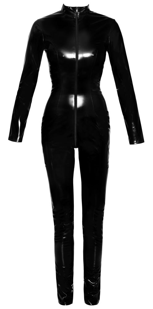 Black Level Jumpsuit vinyl met 2-weg ritssluiting - Zwart