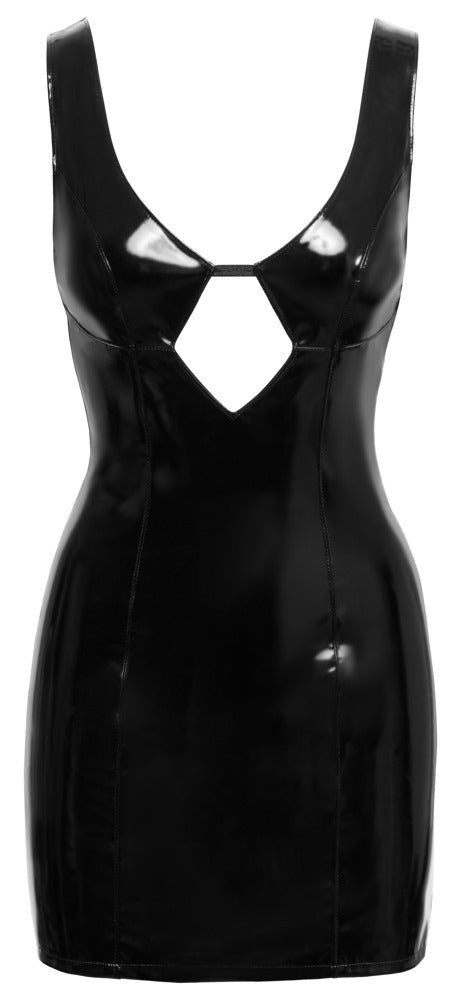 Black Level vinyl jurk met halsuitsnede - Zwart