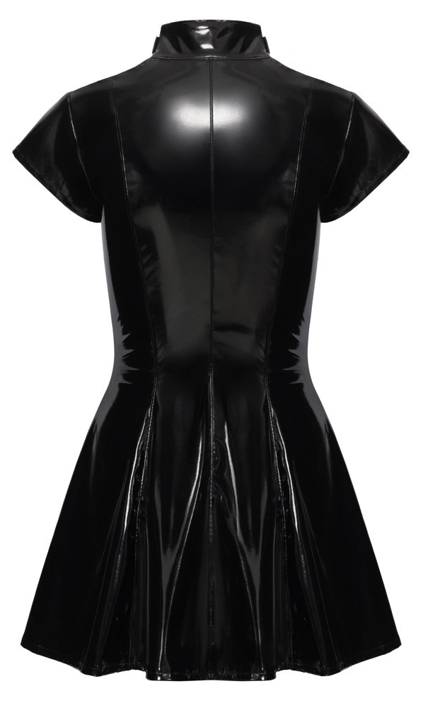 Black Level vinyl minijurk met korte mouwen - Zwart