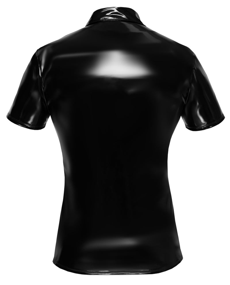 Black Level Poloshirt glanzend vinyl, figuurvormend - Zwart